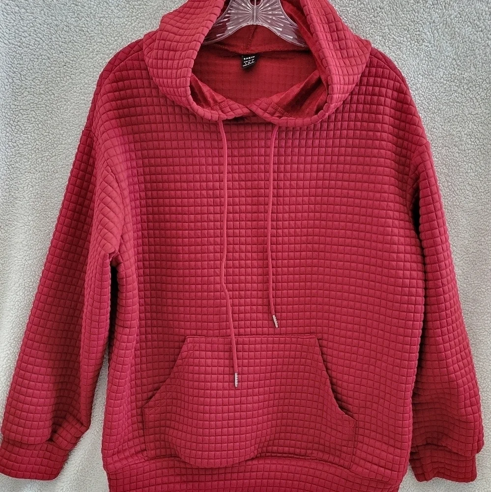SHEIN EZwear Kangaroo Pocket Drop Shoulder Drawstring Hoodie - Picture 1 of 5